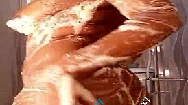 Ruzzyde fucks in the bathroom with dildo