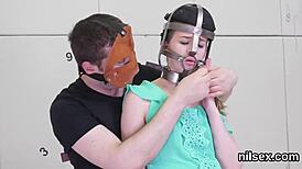 Flirty girl dragged to anal nuthouse for brutal drilling