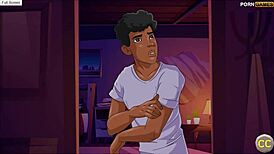 Halloween virgin plays with tits and gets footjob creampie blowjob