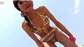Skinny japanese chick, enjoy that beach photoshoot!