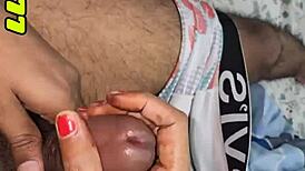 Sexy latina girlfriend gives handjob after blowjob then fucks tight pussy