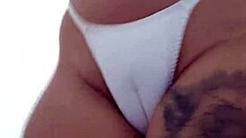 Big pussy lips dominate as she sits on her friend's face until suffocation.