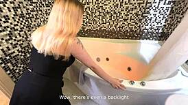 Real estate agent offers blowjob for apartment, gets fucked hard and cum on tits