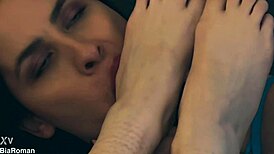 This bitch controls you with her pussy and feet!