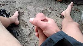 Playing Masturbation Games on the Beach in Public