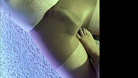 Making my husband WEAR my WET pantyhose while I GIVE him a FOOTJOB