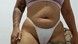 Big pussy lips dominate as she sits on her friend's face until suffocation.