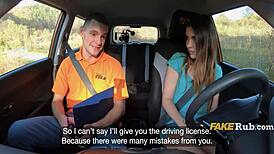 Italian Slut Convinces DMV Examiner for Backseat Sex in Public Car