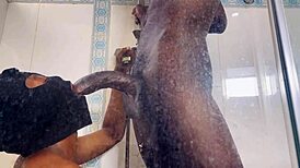 On your knees gobbling the monster cock down your throat, then bent over the wall for hardcore fucking.