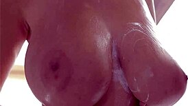 Busty Buffy is in the bathroom brushing her teeth while she masturbates passionately