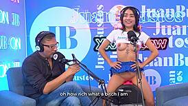 Kinky Colombian MayraOficial experiences the Sybian machine on Juan Bustos podcast.