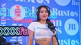 Kinky Colombian MayraOficial experiences the Sybian machine on Juan Bustos podcast.