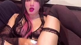 Succubus cute crossdresser masturbating live on cam, so hot!