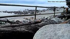 Playing Masturbation Games on the Beach in Public