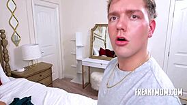 Horny mommy shares cheating fun with step sons