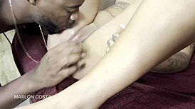 Big black cock vs tight pink pussy of young ginger girl.