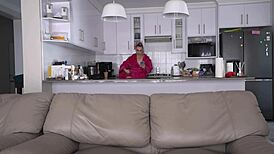 Stepdad catches stepdaughter watching anal porn and begs for cum in ass