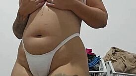 Big pussy lips dominate as she sits on her friend's face until suffocation.