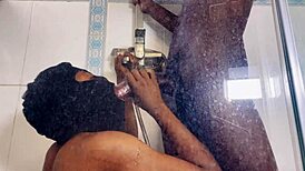 On your knees gobbling the monster cock down your throat, then bent over the wall for hardcore fucking.