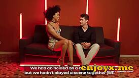 Selva, that steaming brunette, says, 'I'm giving you a blowjob in the kitchen while you penetrate me hard.' She loves every moment!