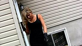 Pretty Blonde Girlfriend Teases In Stockings And Lingerie