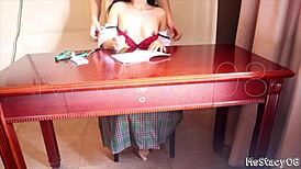 Stepdad fucks petite Filipina while she does homework