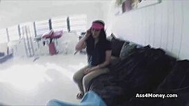 Teen 18+ says, 'Pizza delivery with a blowjob for cash.'