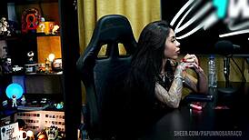 ruan got so horny while bibi griffo twerks on his lap in the podcast popum no barraco