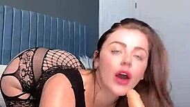 Hot brunette shows off her big tits