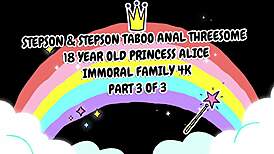 princess alice fantasizes about double penetration in bedroom, licking and cumming on two cocks with vibrator