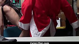 teen caught stealing and had to give up her pussy to santa