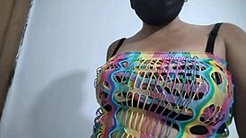 Old latina stepmother fantasizes being a student and sensually masturbates with dildo at home feeling sexy