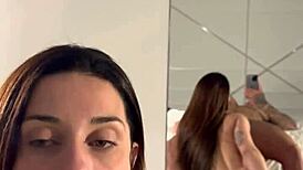 pretty big ass brazilian luiza marcato gives morning blowjob and handjob to muscular guy