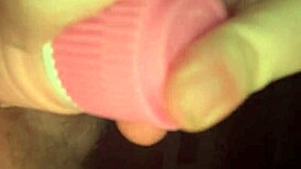 High & masturbating with dildo in solo play