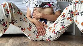 Skinny Teen 18+ Masturbates and Squirts in Pajamas