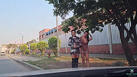 Uber driver with huge cock roughs two Colombian sluts, Mariana Martix and Silvana Lee