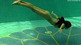Hot Russian Babe Irina Russaka Bathes Underwater in Pool, Petite Skinny Teen Solo