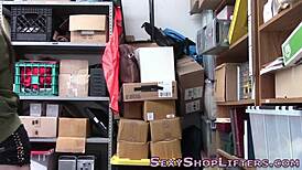 Brunette teen thief caught with small tits