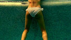 Hot Russian Babe Irina Russaka Bathes Underwater in Pool, Petite Skinny Teen Solo