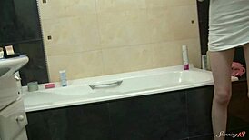 Tiny Blonde Paula Z Fingers Her Wet Pussy in Bathtub Solo