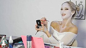 Pretty blonde does Harley Quinn makeup tutorial for Halloween