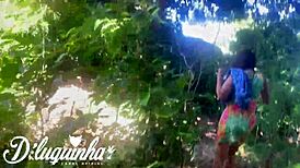 Naughty Woman Flashes in Public Place Almost Caught by Homeless