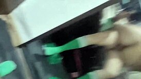 Students fuck hard, creampie in mirror 😏