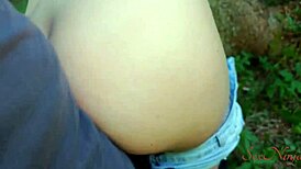 Hey, lost influencer sucks monster cock in nature to escape woods.