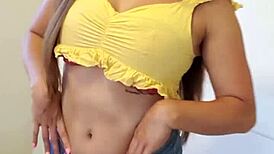 young 18yo latina teen with braces strips and rubs pussy