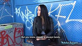 Public agent - 18yo brunette student flashes tits and fucks outdoors first time