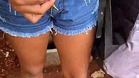 young brunette masturbates outdoors and gets assfucked by black bricklayer