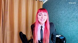 femdom makima seduces you in role play, creampieing her tight pussy with humiliation!