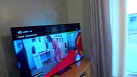 busty babe in a surprising first-time encounter.