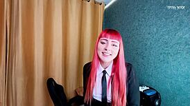 femdom makima seduces you in role play, creampieing her tight pussy with humiliation!